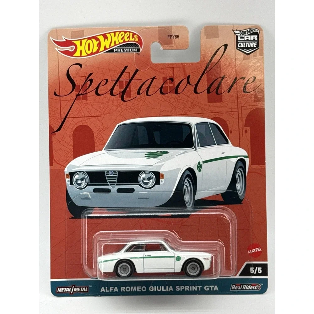 Mattel Alfa Romeo Giulia Sprint GTA Premium Diecast Car White Metal Real Riders